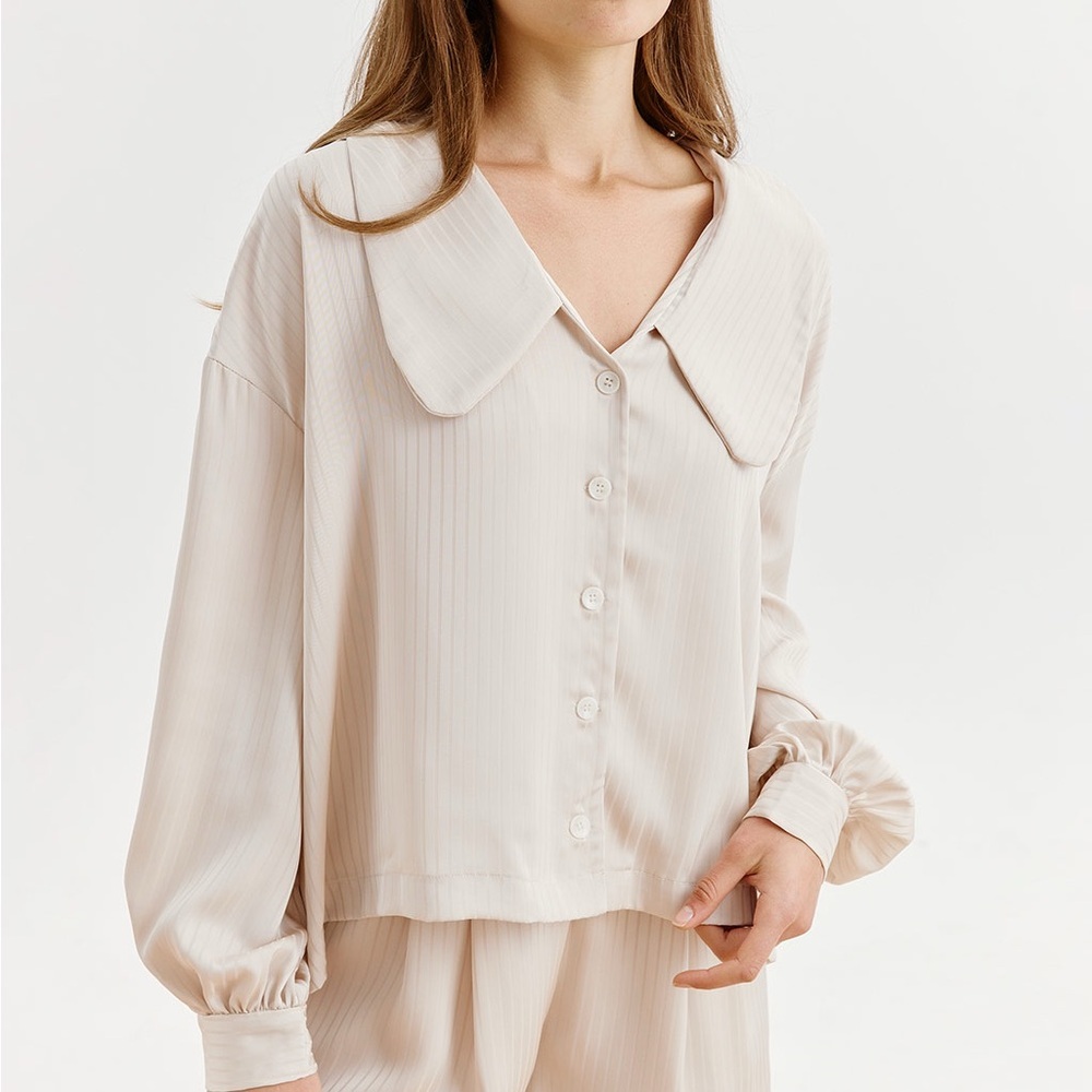 Statement Collar Cropped Pajama Set by Nap Loungewear